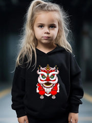 Cute Lion Dance Print Outfit Set for Kids