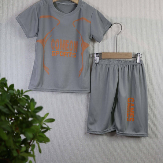 Boy's Sporty Style Outfit 2pcs T shirt & Shorts Set For Summer