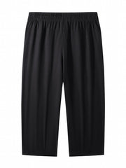 Men's Cropped Pants w/ Zipper Pocket & Elastic Waist Drawstring