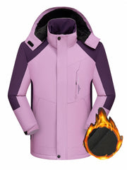 Colorblock Long Sleeve Zip Up Hooded Fleece Jacket