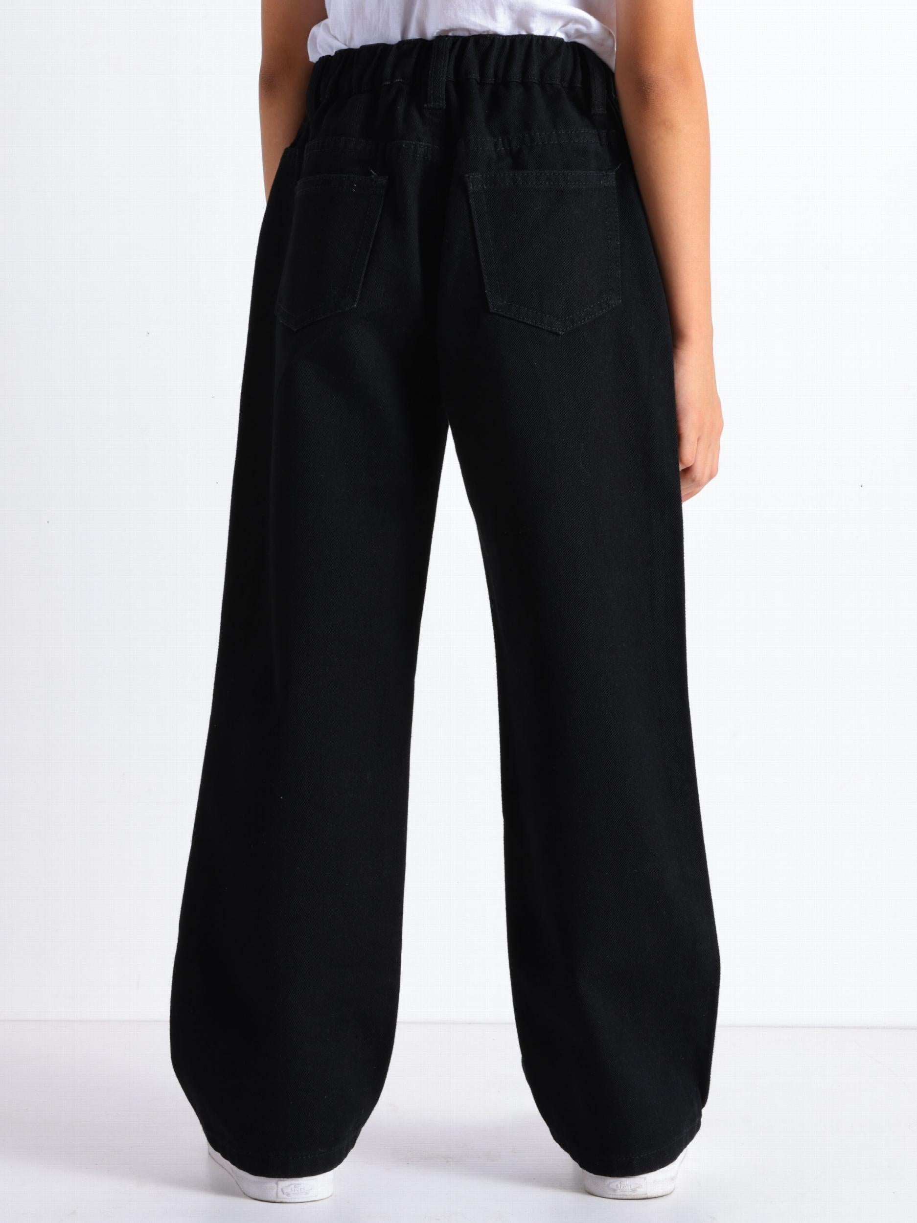 High Waist Straight Leg Girls Jeans Regular Fit Denim Pants