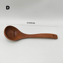 Wooden Kitchen Utensils Set - Non Stick Spatula & Long Handle Spoon