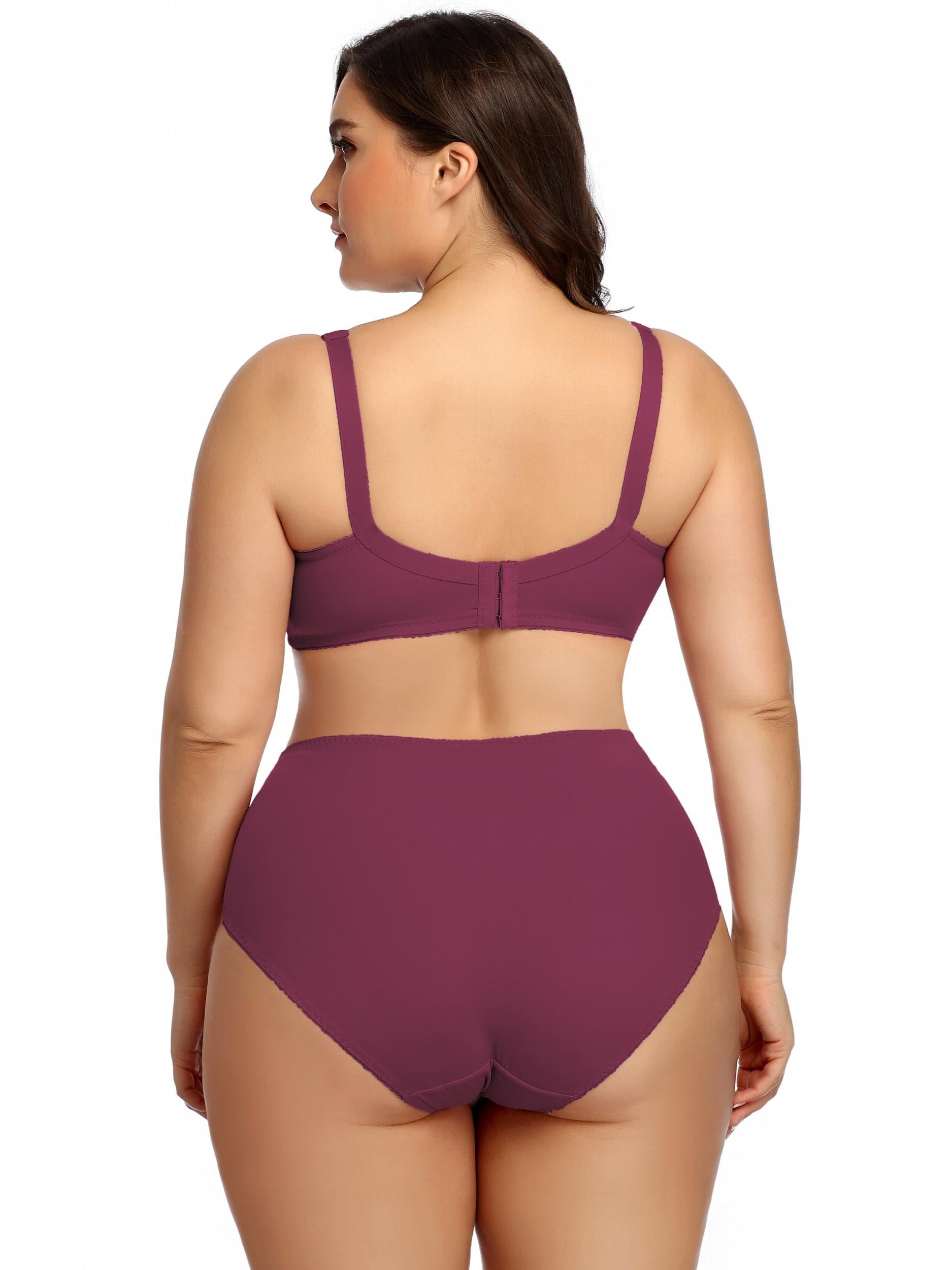 Women's Plain Mini Bow Bra & Panty Lingerie Set