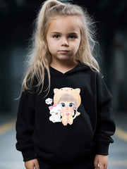 Cartoon Girl Print 2pcs Girls Outfits For Sports Spring Fall Outdoor Gift