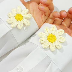 2pcs Yellow Daisy Button Covers No Sewing Required for Formal & Casual Shirts