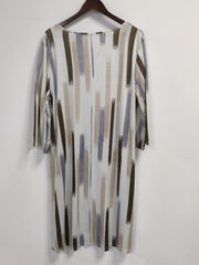 Women's Plus Stripe Print V Neck Long Sleeve Dress