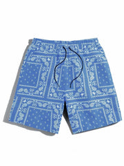 Men's Paisley Print Drawstring Waist Shorts