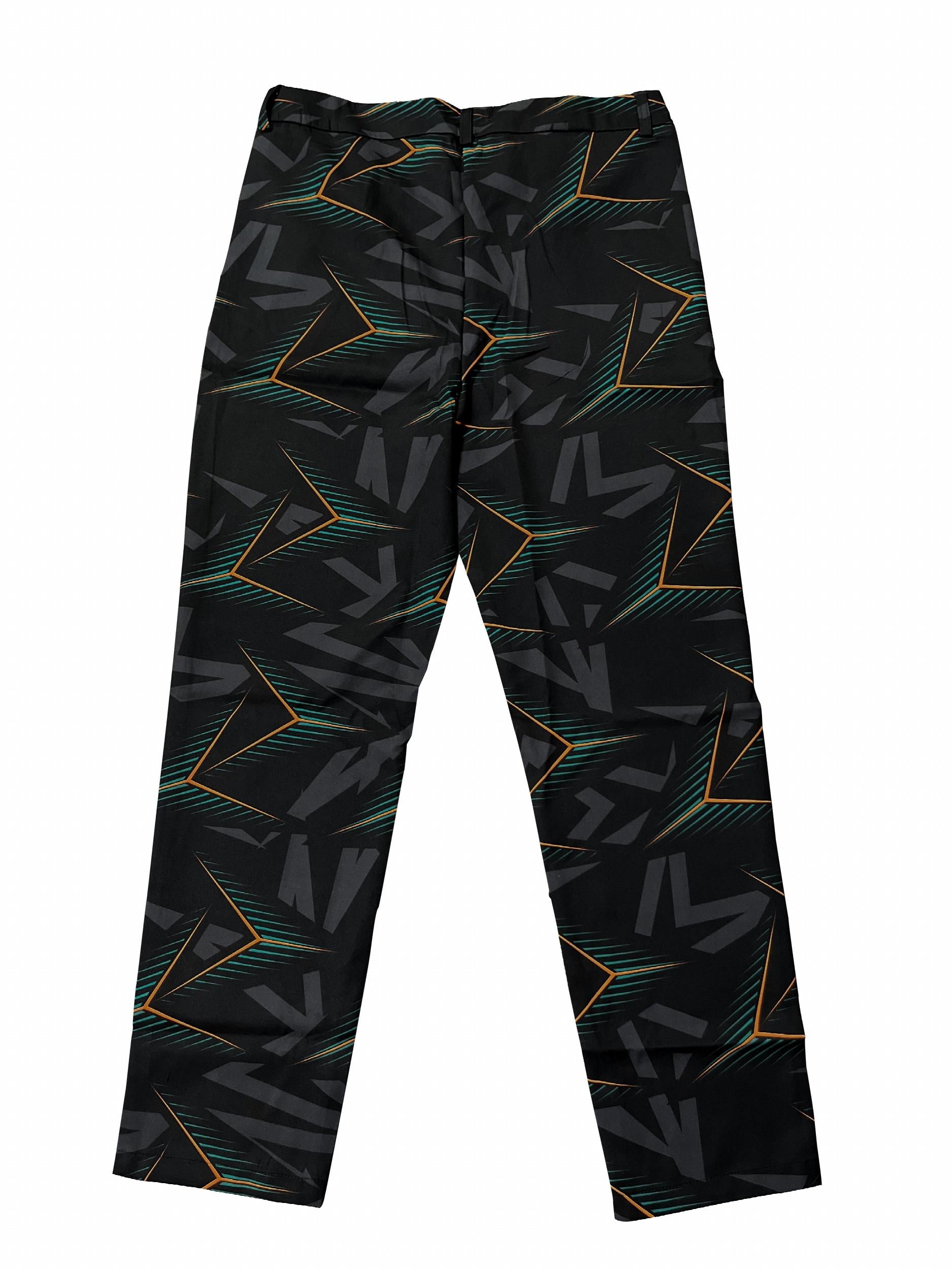 Geometric Print Slacks Vintage Style Stretch Dress Pants For Business Party