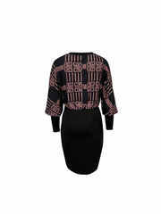 Geometric Print Crew Neck Slim Dress