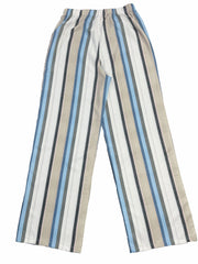 Stripe Print Elastic Waist Straight Pants for Women