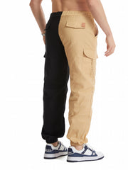 Men's Block Cargo Jogger Pants Slim Fit Drawstring