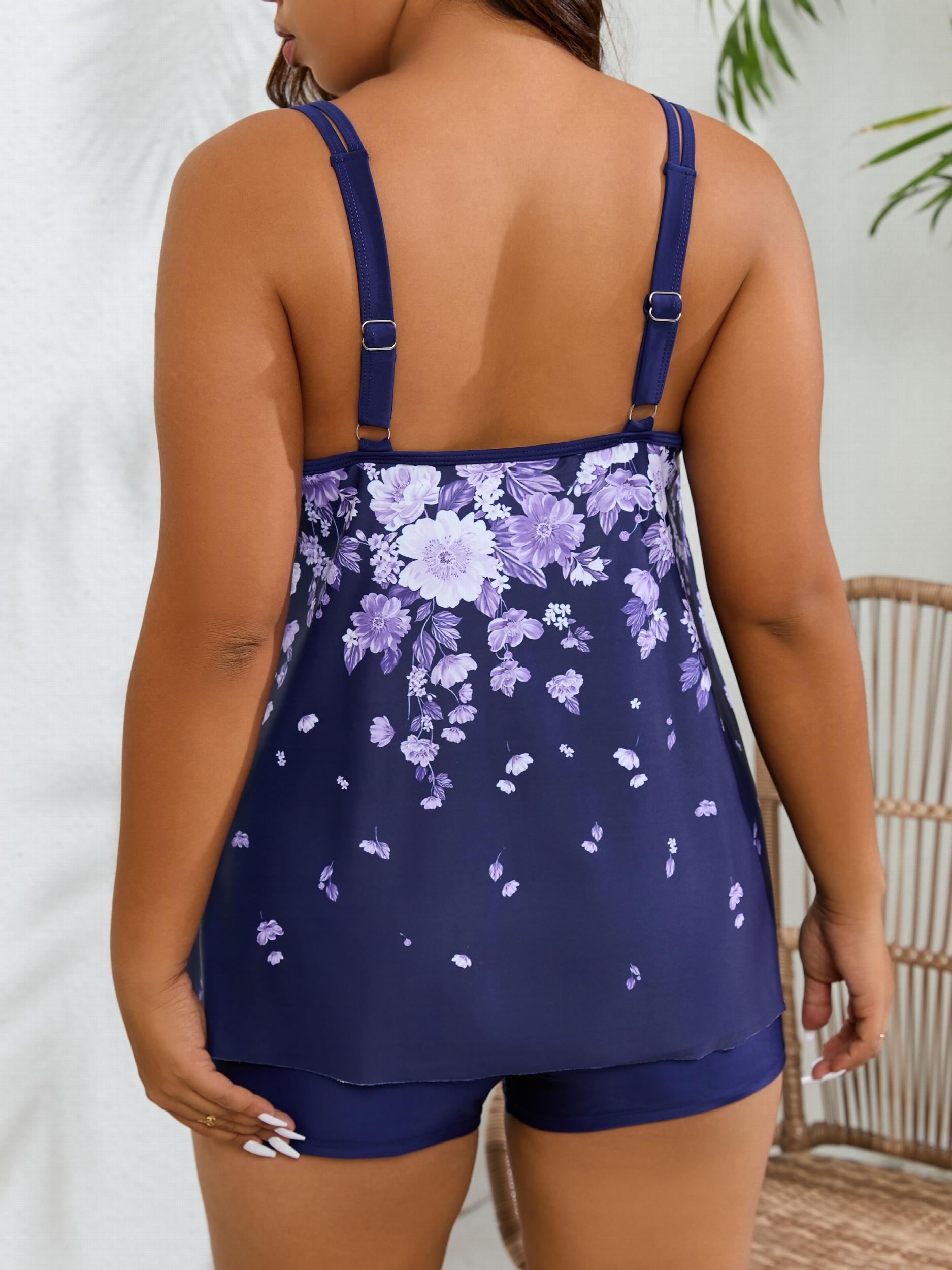 Women's Plus Floral Print Tankini Set