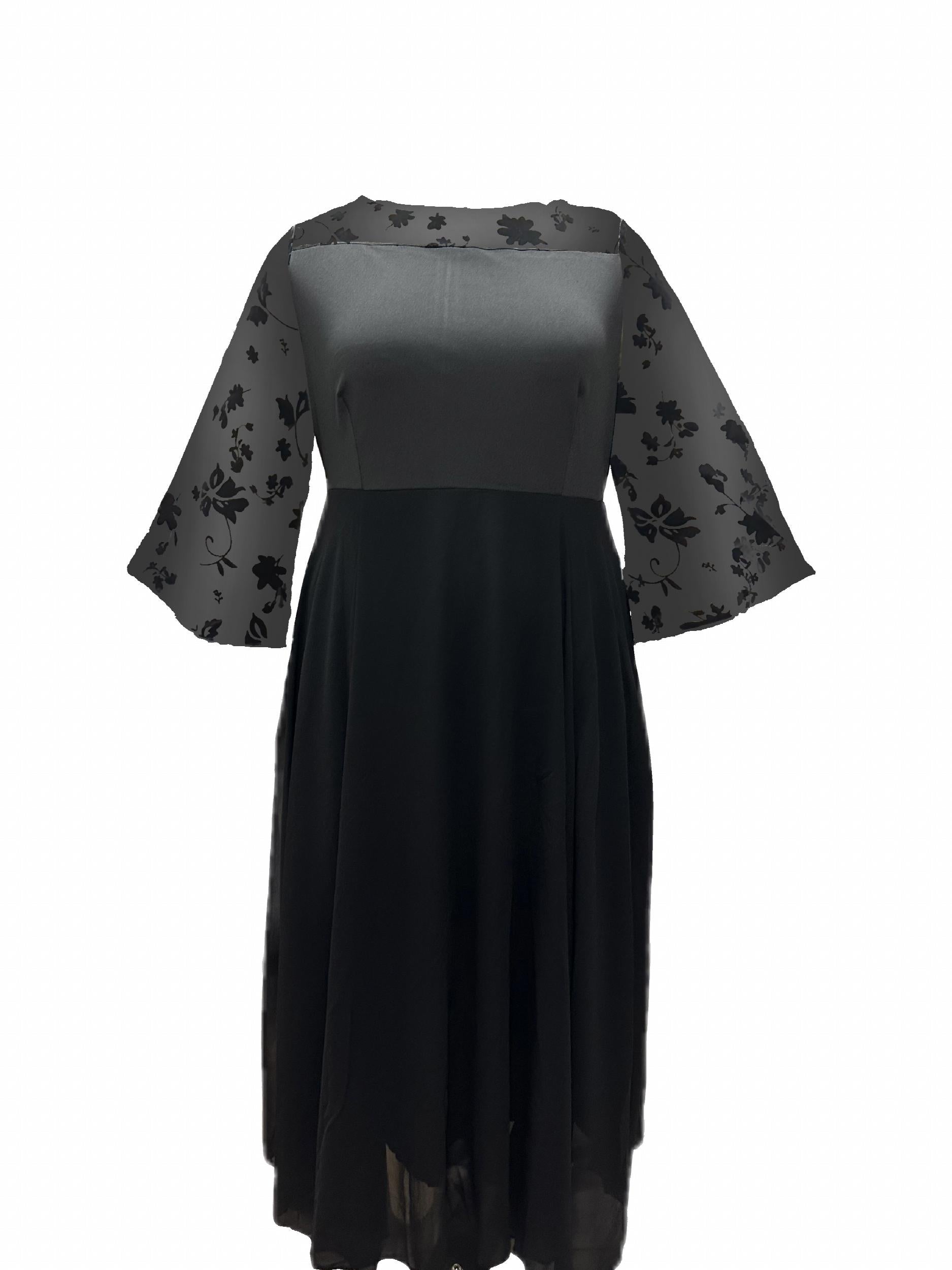 Lace Round Neck Long Sleeve Dress
