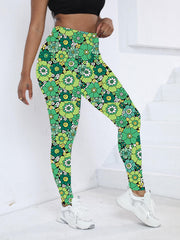 Floral Graphic Yoga Leggings High Stretch Printed Workout Pants