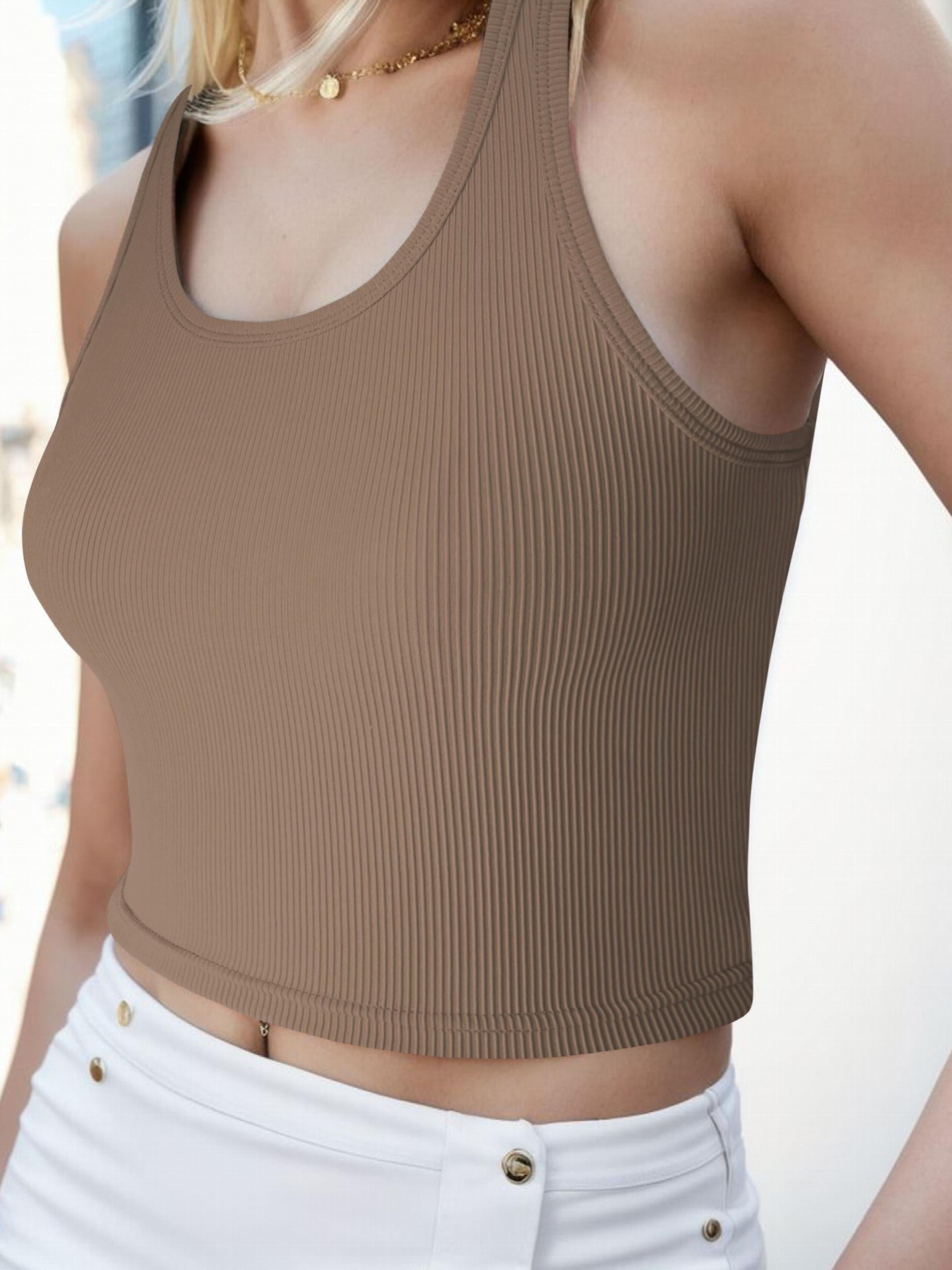 Solid Tank Top Casual Crew Neck Summer Sleeveless Top Women's Clothing