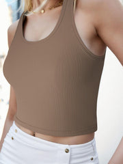 Solid Tank Top Casual Crew Neck Summer Sleeveless Top Women's Clothing
