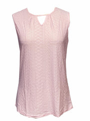 Eyelet Keyhole Tank Top Solid Sleeveless Summer Top