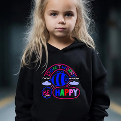 Happy Pattern Long Sleeve Hooded Sweatshirt Girls Comfy Hoodies Pullover