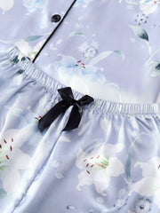 Floral Print Pajama Set Short Sleeve & Shorts