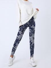 Floral Print Skinny Sports Leggings Elastic Waist Yoga Leggings