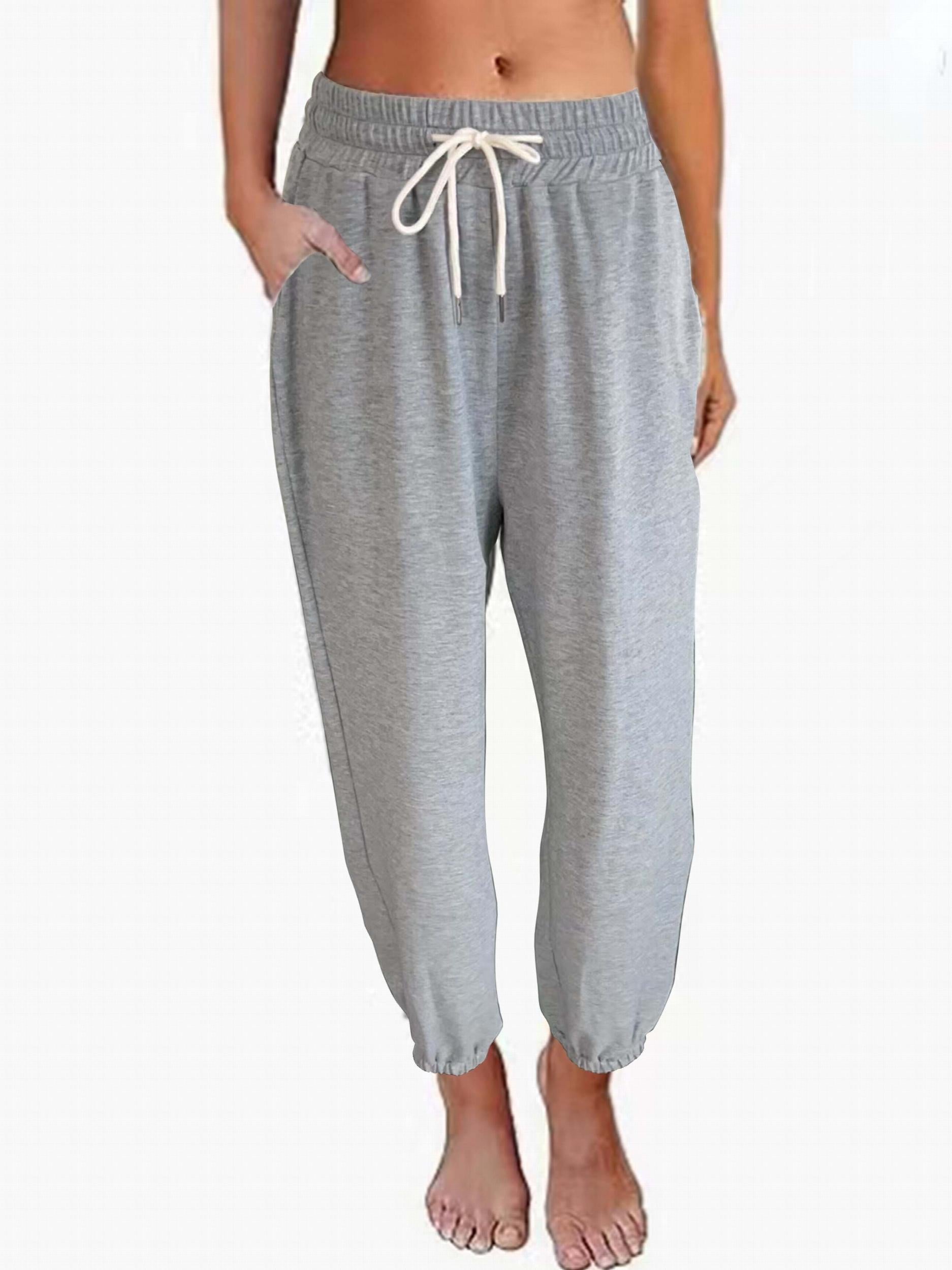 Women's Athleisure Elastic Waist Sweatpants Drawstring Solid Casual Pants
