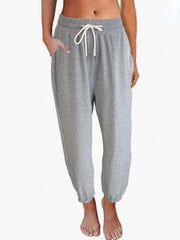 Women's Athleisure Elastic Waist Sweatpants Drawstring Solid Casual Pants