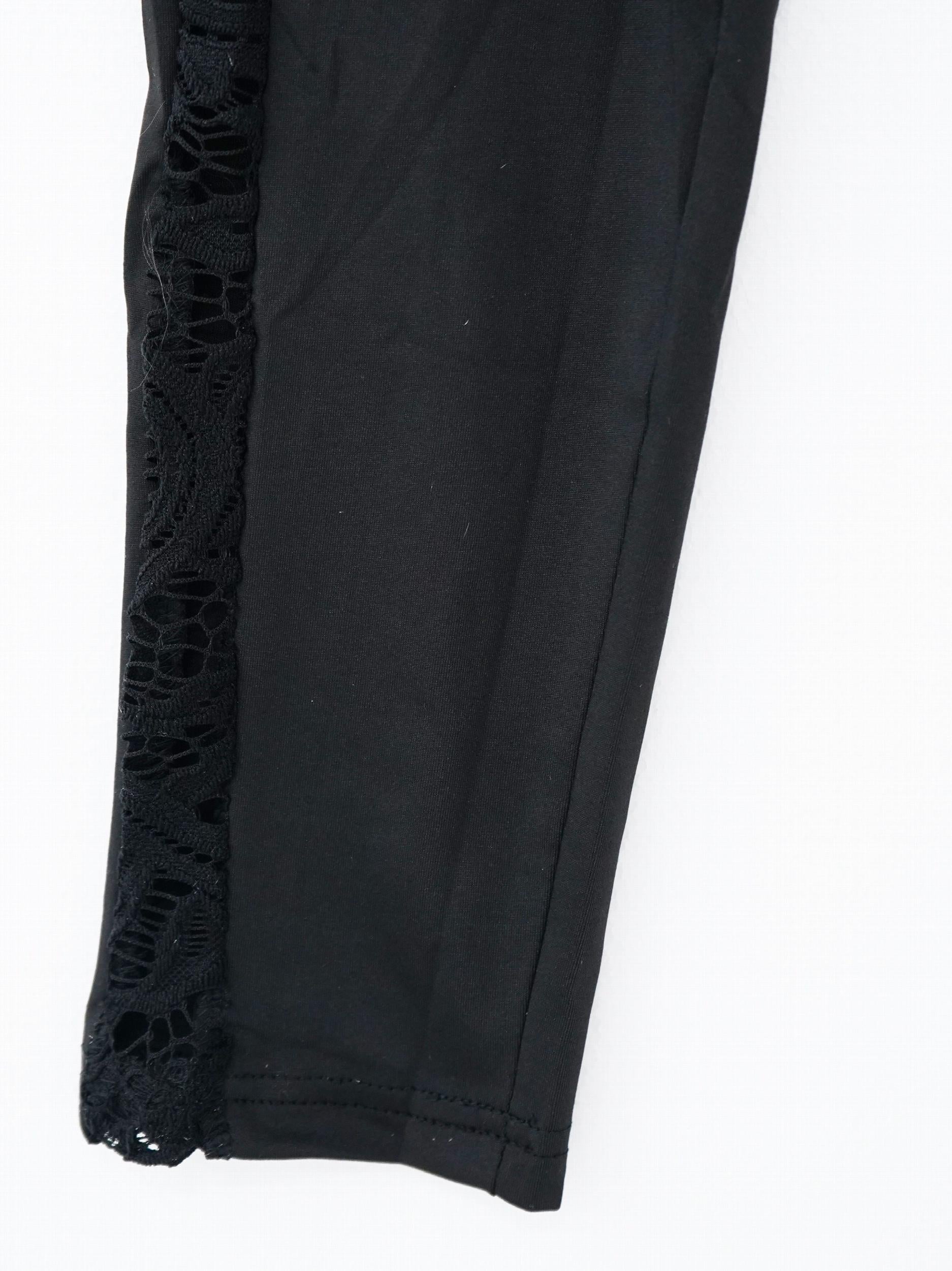 Contrast Lace High Waist Pants Casual Slim Long Length Pants