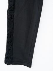 Contrast Lace High Waist Pants Casual Slim Long Length Pants