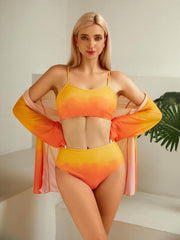 Sunflower Ombre Scoop Neck 3 Piece Swimsuit Women's Swimwear