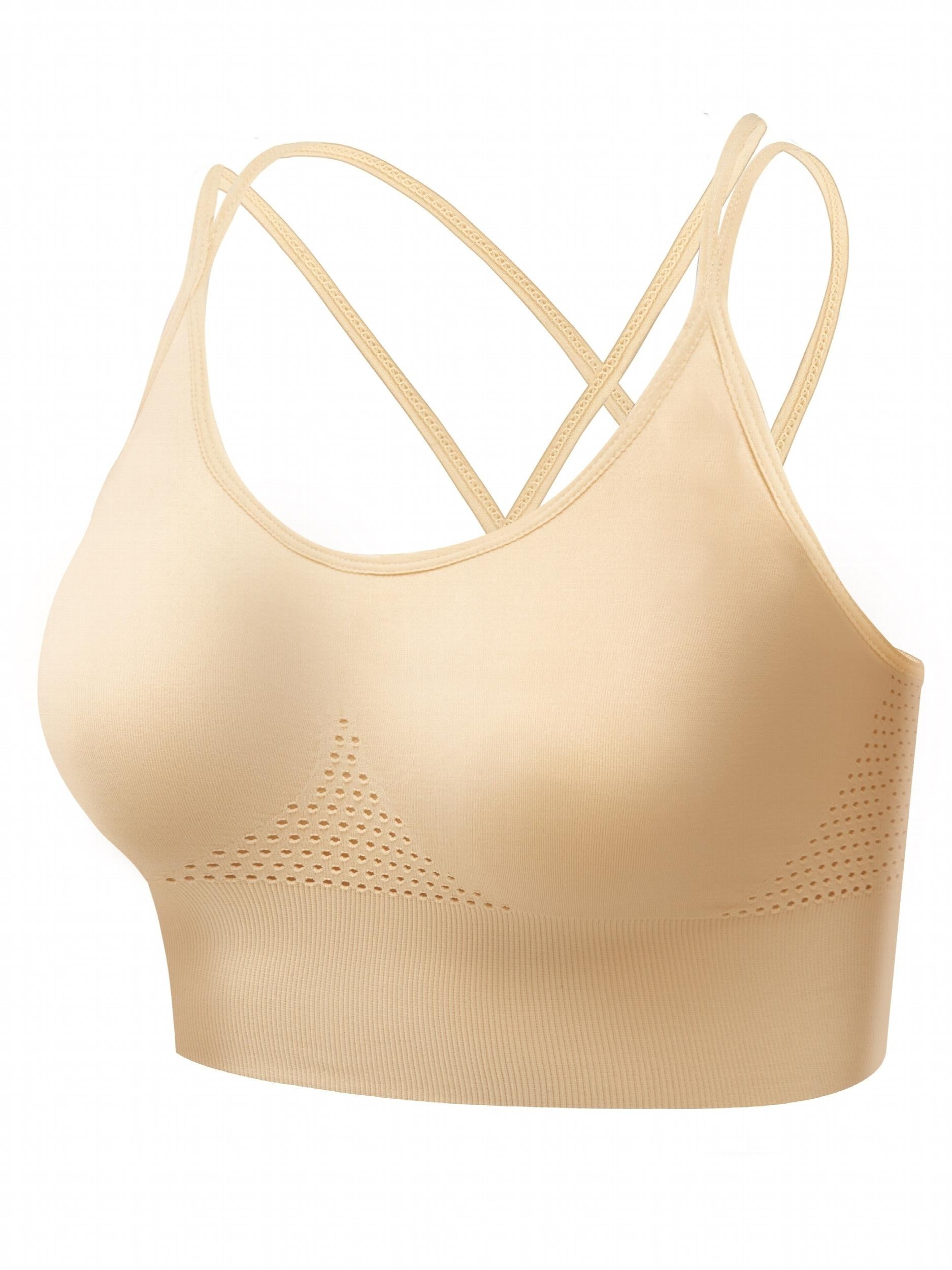 Breathable Push Up Sports Bra with Cross Shoulder Strap