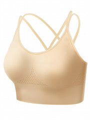 Breathable Push Up Sports Bra with Cross Shoulder Strap
