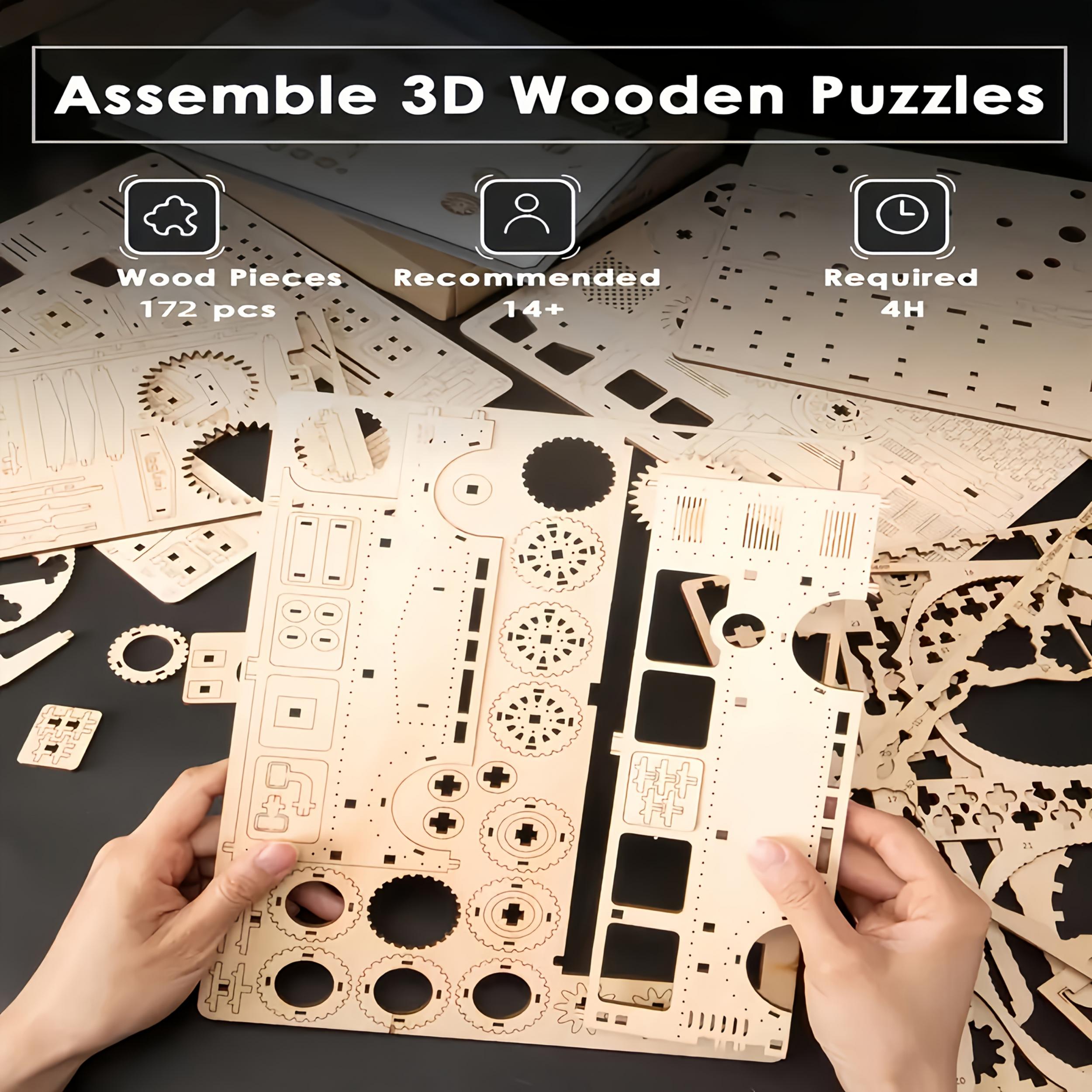 Wooden 3D Puzzle Mechanical Model Kit for Adults Home Decor Gift
