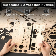 Wooden 3D Puzzle Mechanical Model Kit for Adults Home Decor Gift