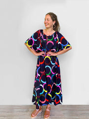 Casual Dress Women's Plus Circle Print Short Sleeve Maxi Dress