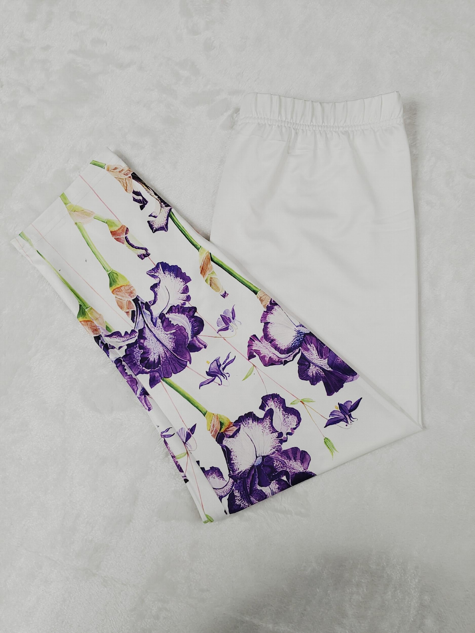 Floral Print Skinny Capris Leggings for Women