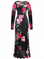 Floral Print Cut Out Maxi Dress Plus Size