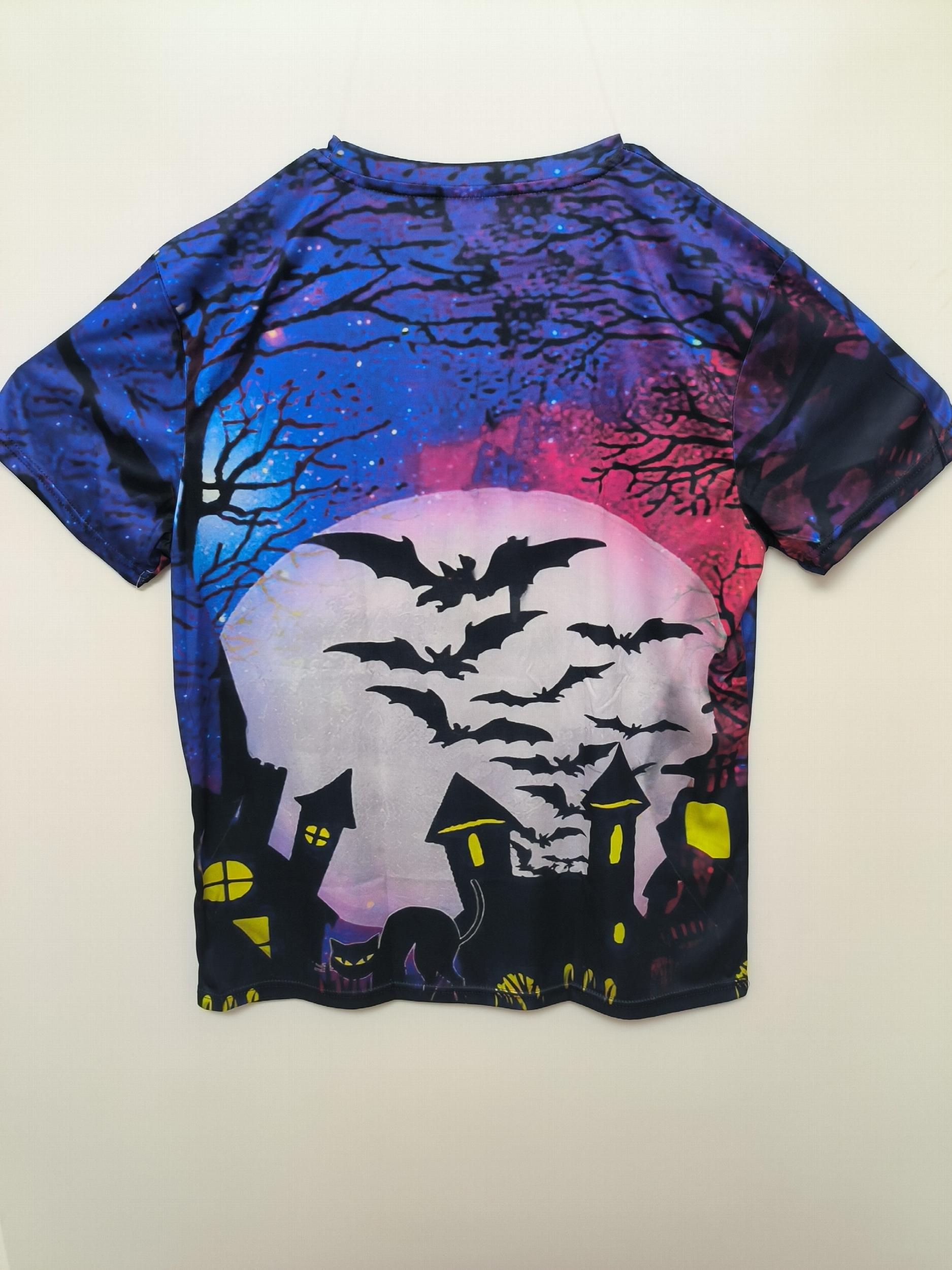 Dark Castle Bat Pattern Print T Shirt for Men