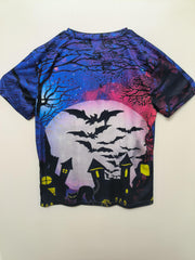 Dark Castle Bat Pattern Print T Shirt for Men
