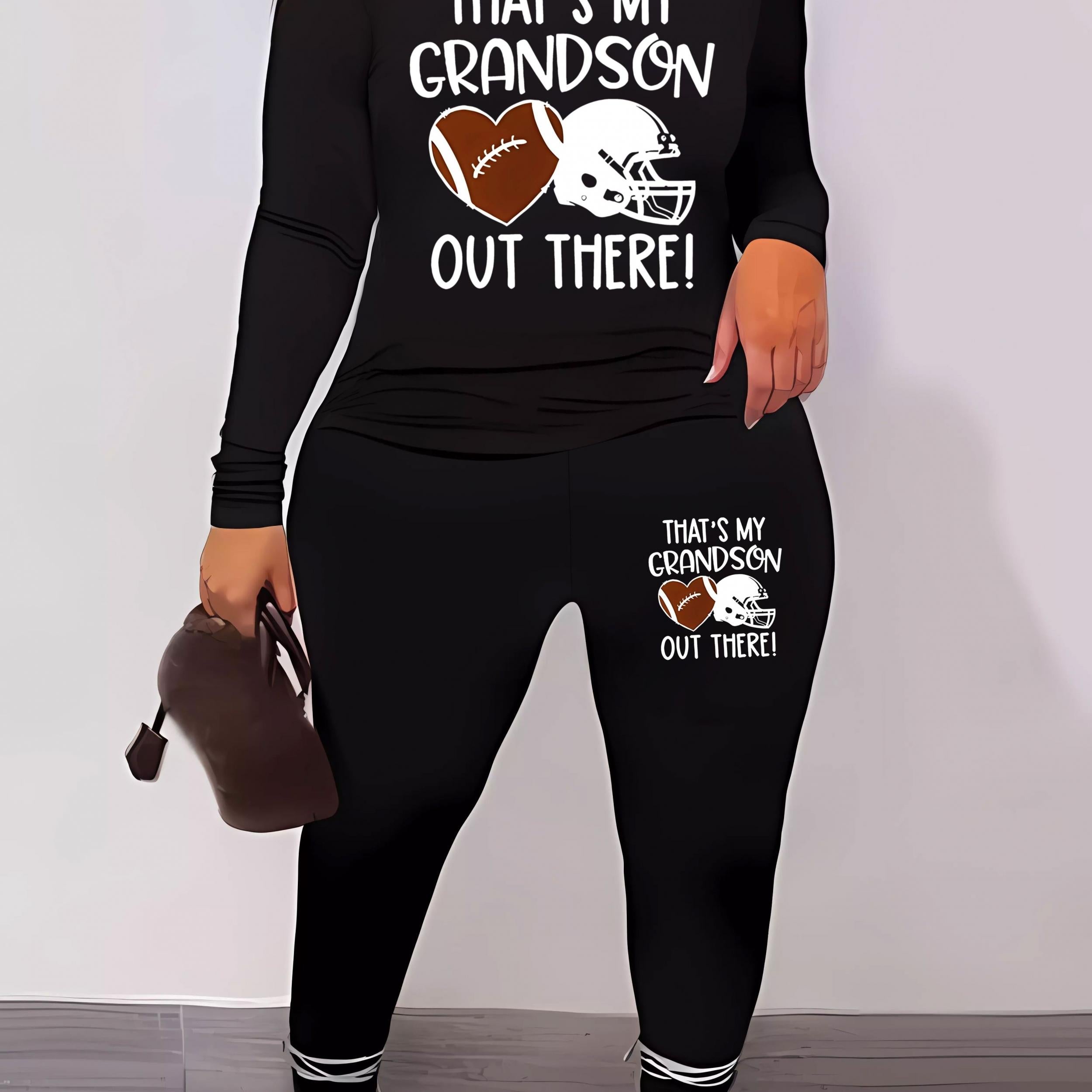 Slogan Print Top & Leggings Set