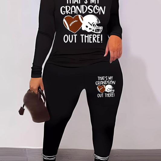 Slogan Print Top & Leggings Set