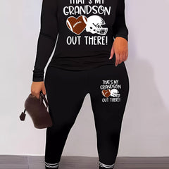 Slogan Print Top & Leggings Set
