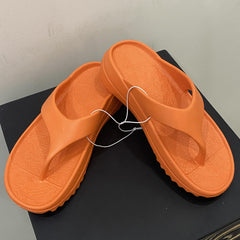 Women's Solid Flip Flops Casual Clip Toe Platform Shoes