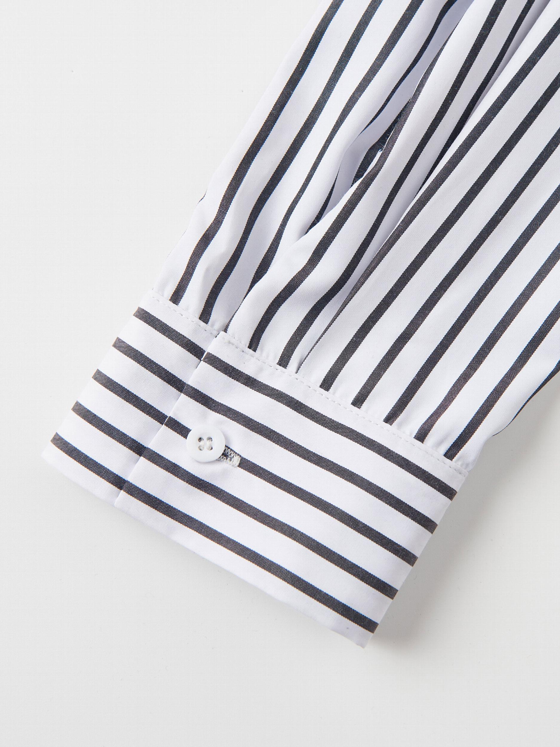 Stripe Print Half Zipper Long Sleeve V Neck Top