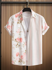 Hawaiian Style Floral Print Men's Short Sleeve Lapel Shirt