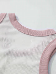 Women's Sports Tank Top Contrast Binding Casual Sleeveless Top