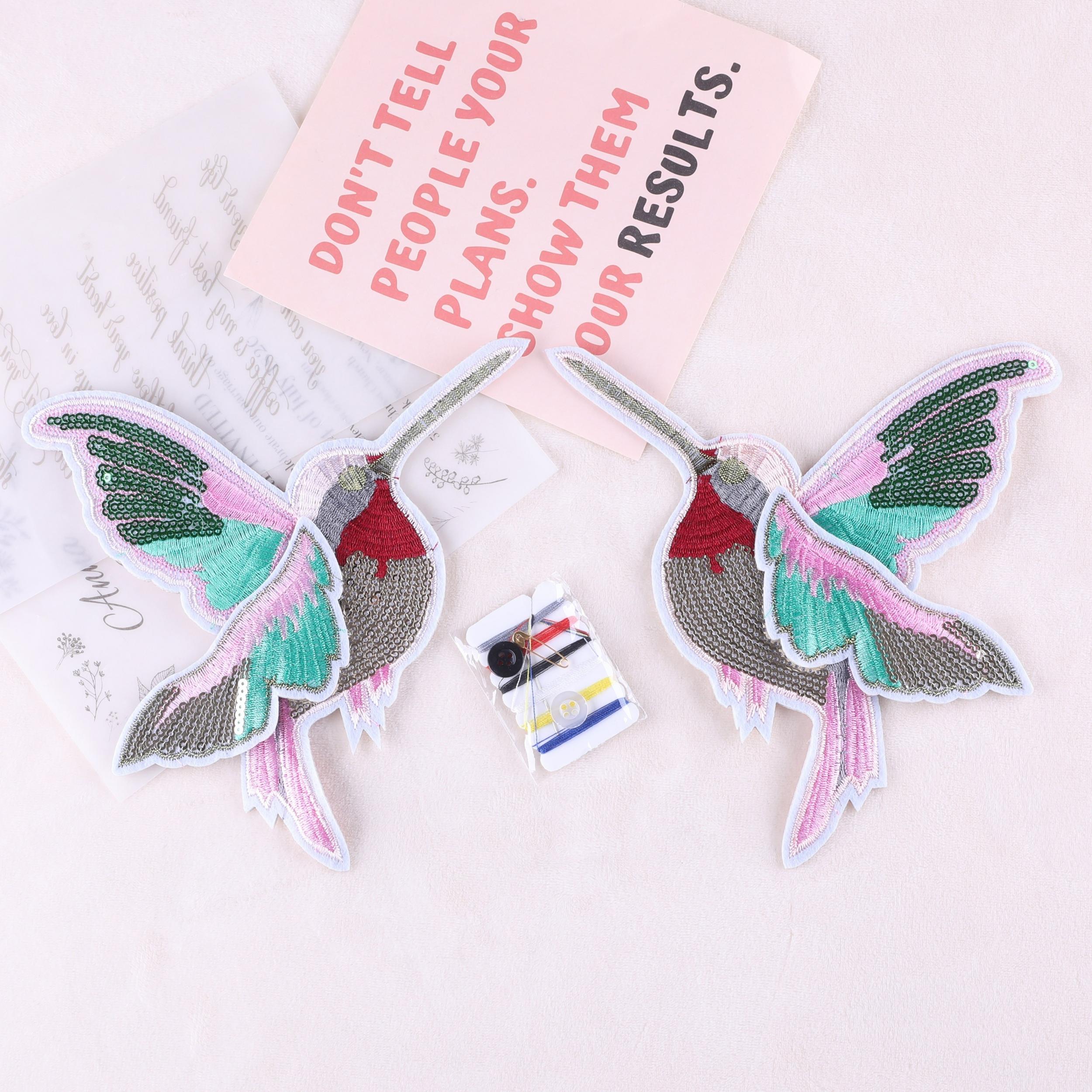3pcs Sequin Bird Embroidery Iron-on Cloth Stickers For Girls
