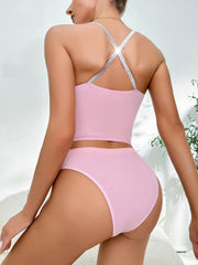 Ribbed Bra & Panties Lingerie Set