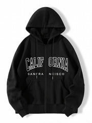 Letter Graphic Hooded Sports Sweatshirt for Women
