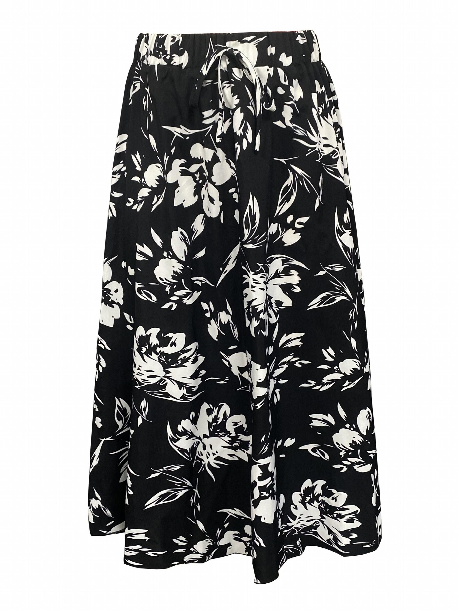 Floral Print Elastic Waist Skirt for Women