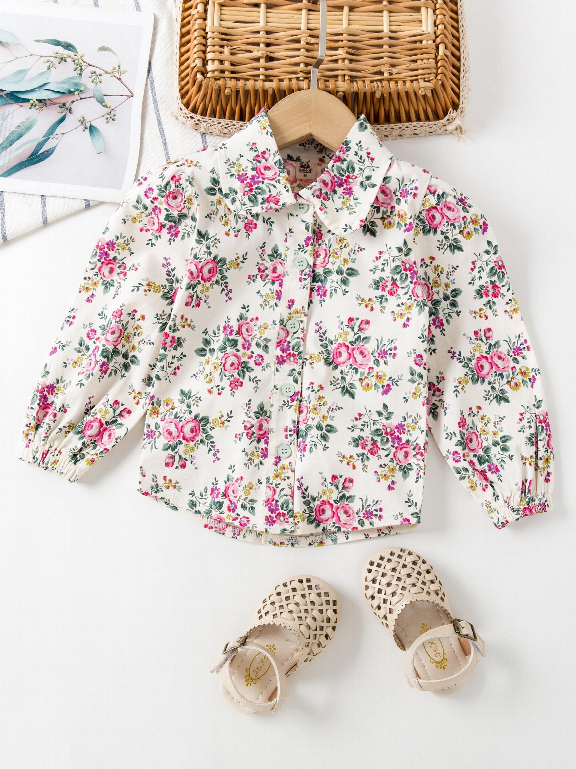Little Girls Spring Floral Blouse Shirt Long sleeved Top Children s Casual Shirt